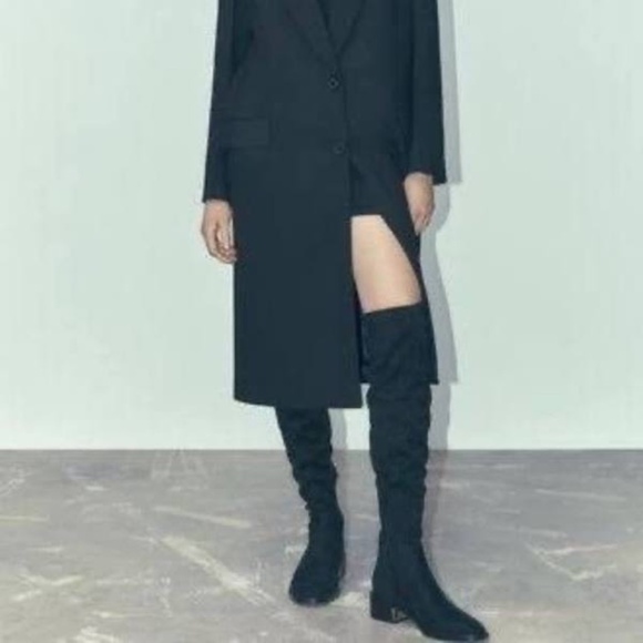 Zara Faux Suede Micro Fabric Knee High Boots - Picture 1 of 9